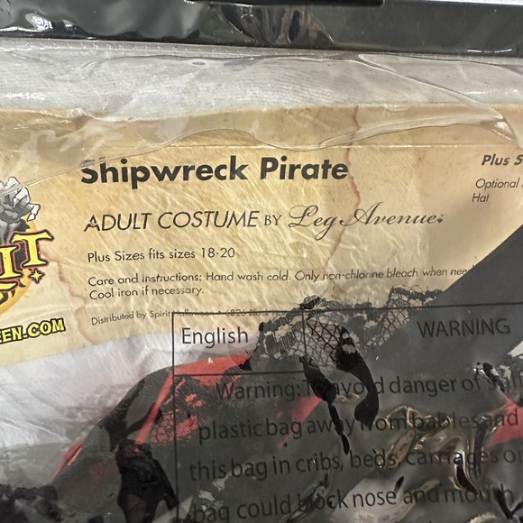 SPIRIT Leg Ave Shipwreck Pirate Halloween Costume Adult Plus Size‎ 18-20 Dress - Picture 6 of 6